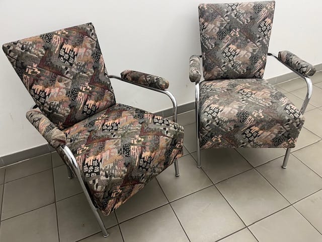 J. Peresztegi, Pair of Tubular Steel Armchairs, 1960s - main view